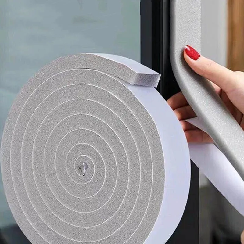 2 Rolls Door Window Sealing Strips Self-Adhesive Sponge Foam Soundproof Tape Windproof Dustproof Door and Window Gap Seal Strip
