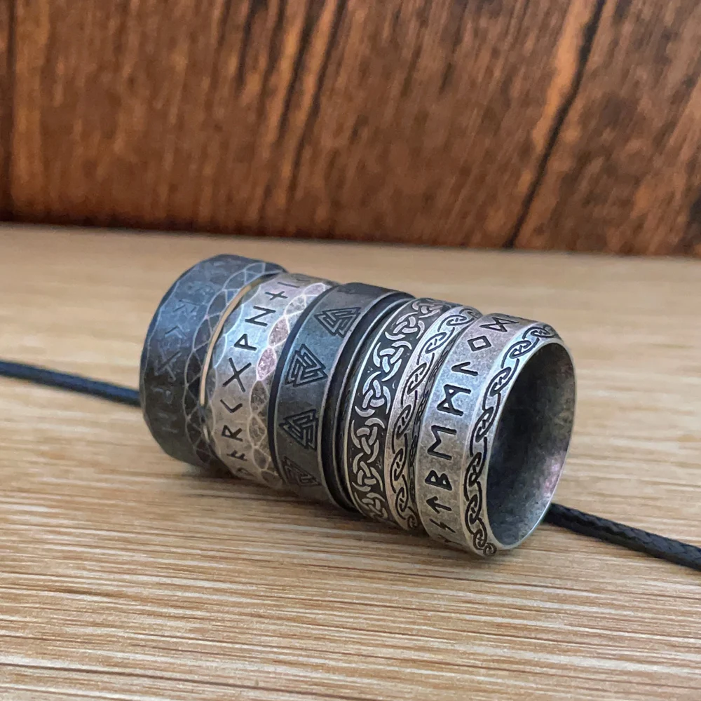 Vintage Viking Rune Ring Men Women Punk Simple Nordic Valknut Vikings Ring Stainless Steel Biker Amulet Jewelry Wholesale view 5