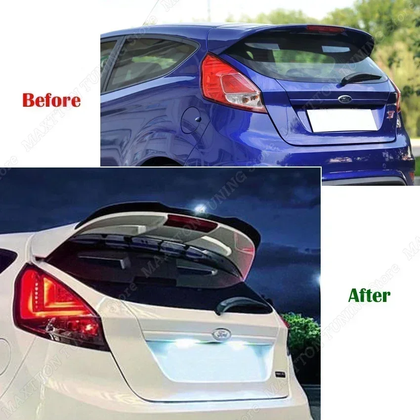 1Pcs Glossy Black Car Rear Roof Spoiler Window Wing Splitter Trim For Ford Fiesta ST-Line MK6 MK6.5 Hatchback 2008-2017 ABS