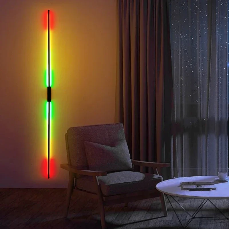 

Настенная лампа RGB, освещение, атмосфера, длинная полоса, фон для стены, светящаяся Минималистичная современная настенная лампа для гостиницы, коридора