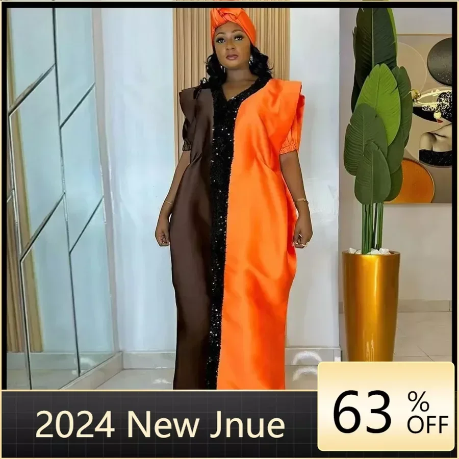 

African Dresses For Women Elegant Polyester 2024 New Muslim Fashion Abayas Dashiki Robe Kaftan Long Maxi Dress Turkish Africa