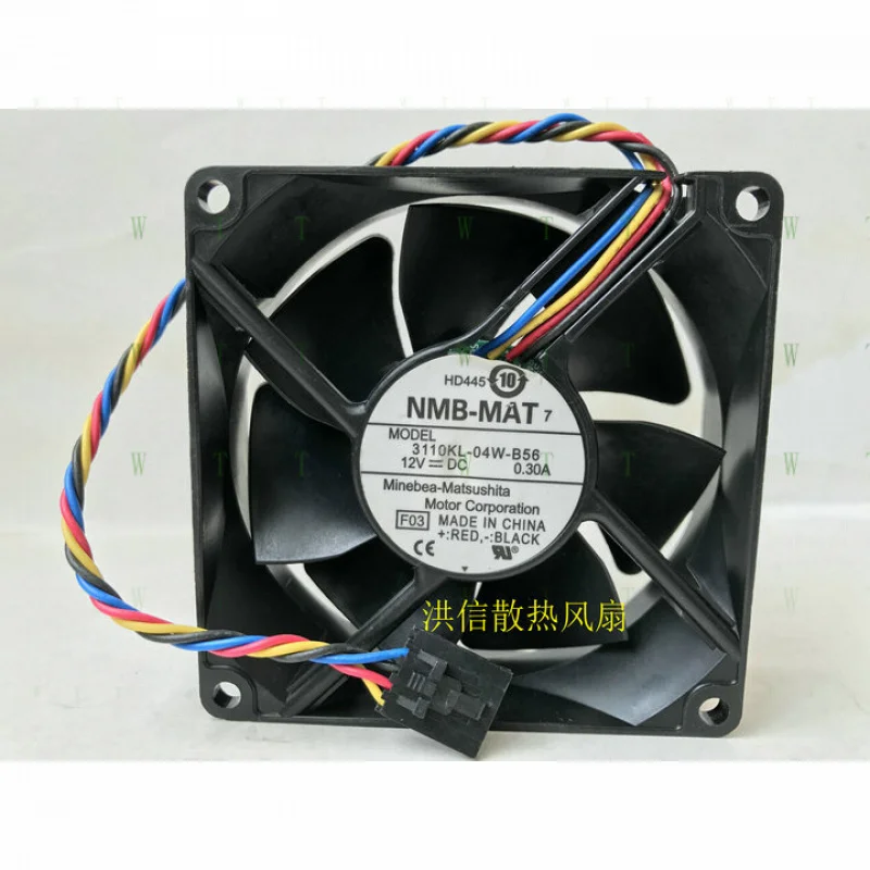 H 1 PCS For NMB-MAT  Fan  3110KL-04W-B56   DC12V 0.30A   8025  8CM 4 Wire  5  Pin