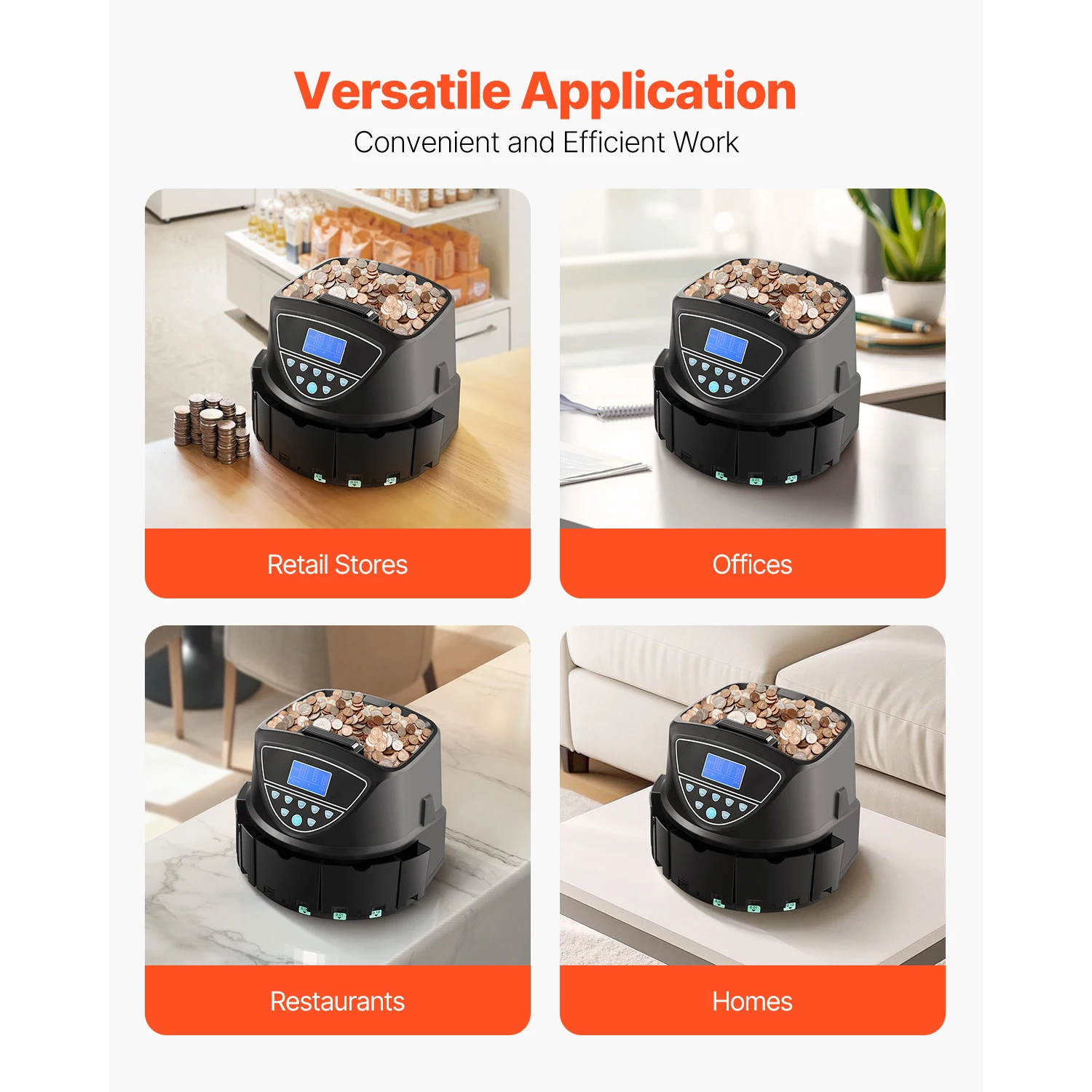 SucceBuy Coin Sorter Coin Counter Machine for 5 Kinds of USD Coins Coin Sorter & Wrap Machine Holds up to 2000 Coins LCD Screen