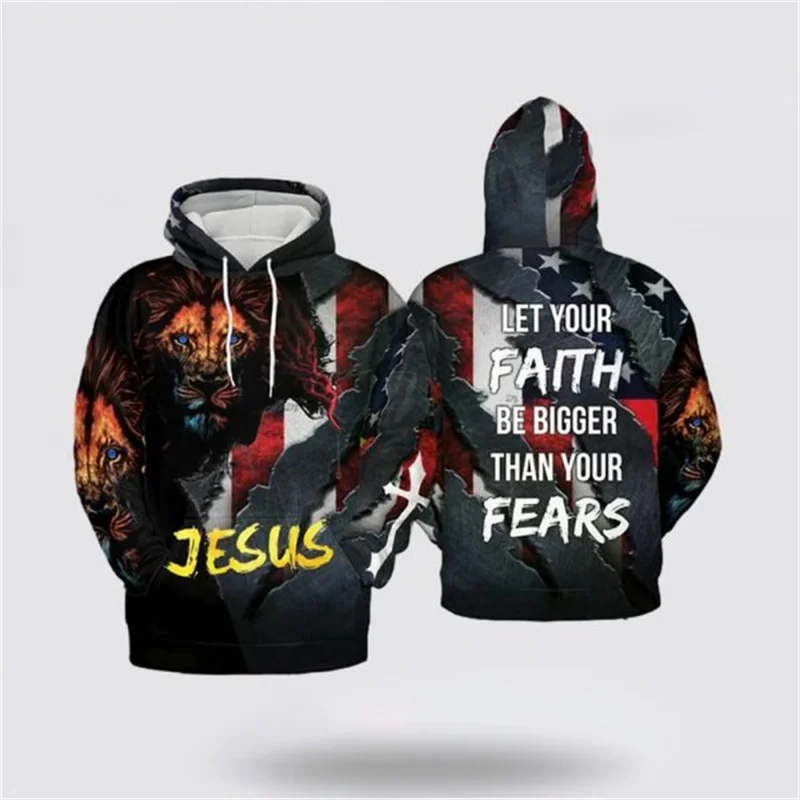 3D Christian Jesus Printing Hoodies Jesus Bless Us Faith Above Fear Hooded Sweatshirts Kid Fashion Streetwear Clothing Pullovers