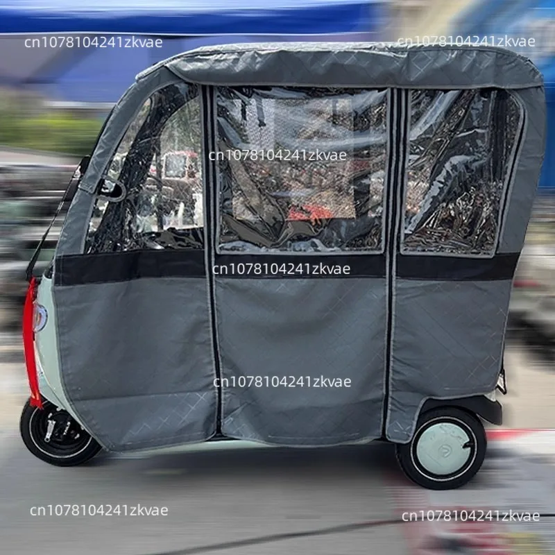 Electric Tricycle Rain Curtain Integrated Sunshade Hood Universal in All Seasons Dustproof, Sunscreen and Cold Resistance