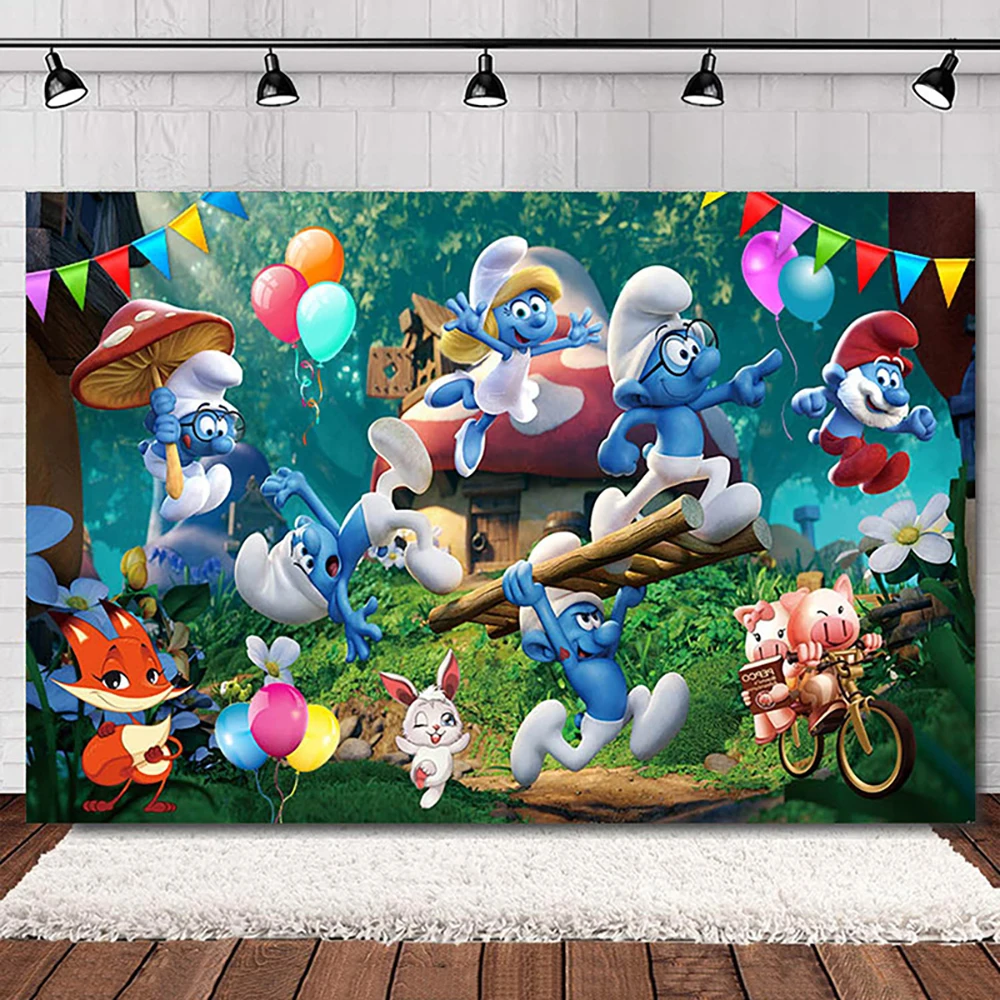 Las smurfs1 Chłopcy Dzieci Urodziny Party Dekoracja Balon Lateksowe Balony Baner Tło Tort Topper Baby Shower Banner ﻿