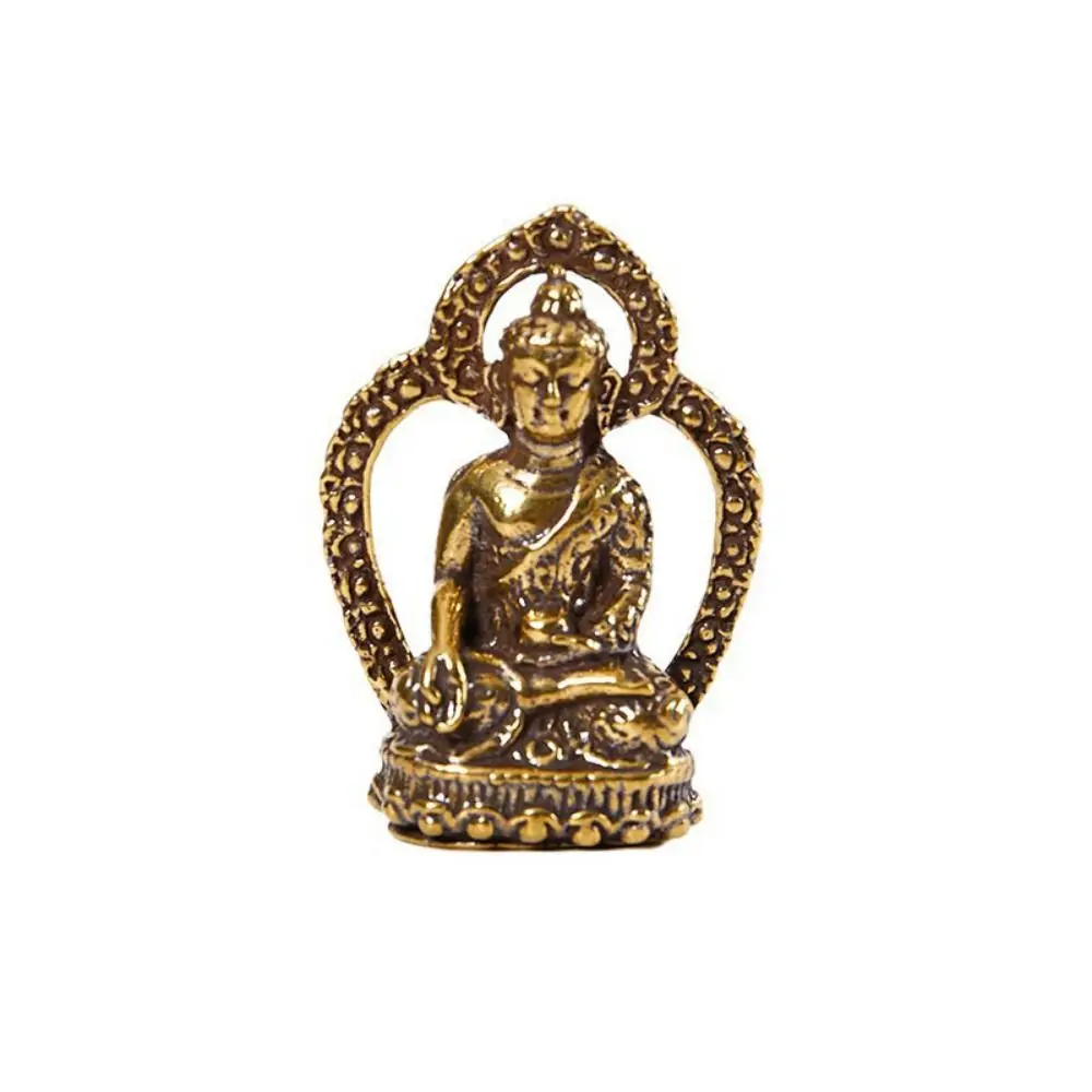 Handcraft Buddha Statue Chinese Style Pure Brass Vivid Buddha Pendant Miniature Mini Brass Buddha Car Pendant