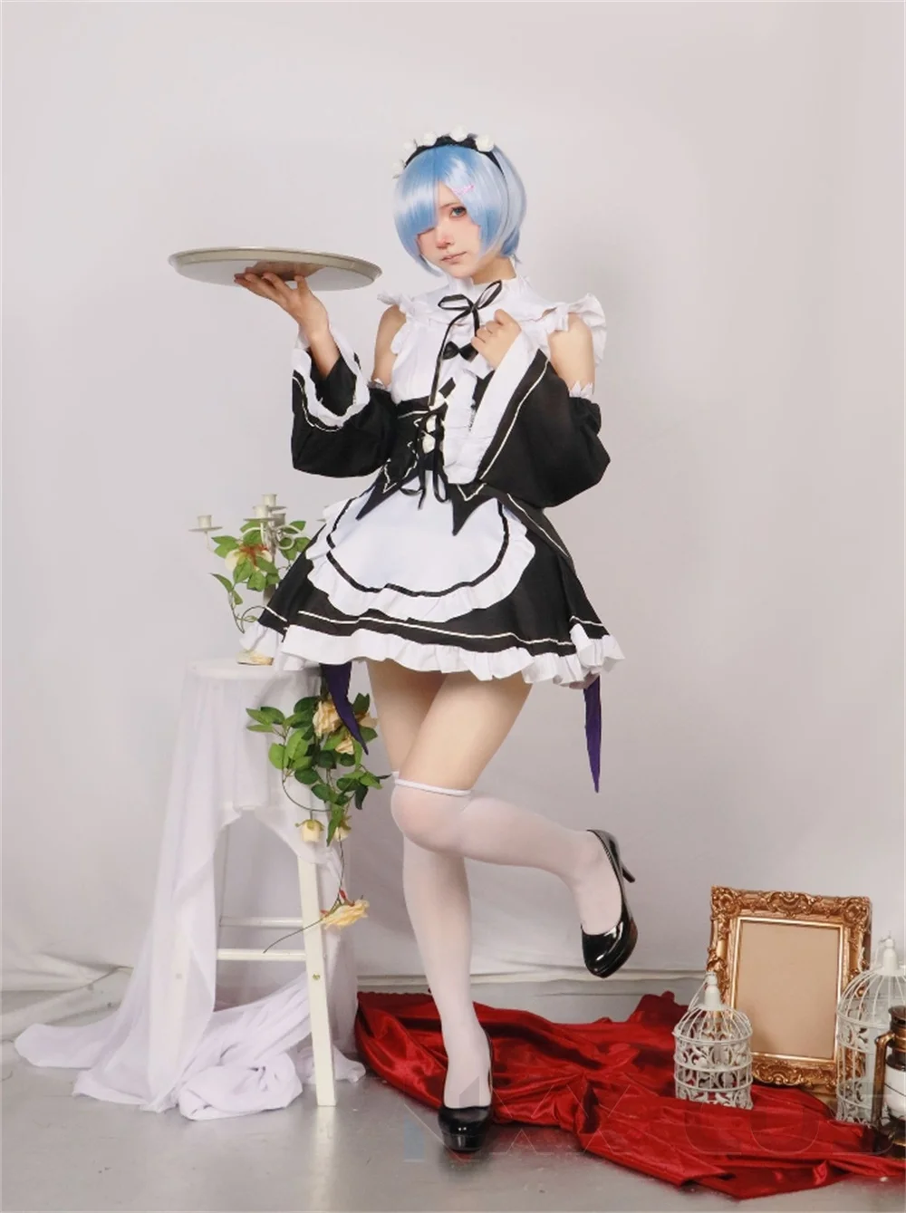 Rem y Ram Cosplay de Re:Zero Kara Hajimeru Isekai Seikatsu, disfraz Kawaii para fiesta, juego de rol, cómic Con pelucas, utilería para Coser