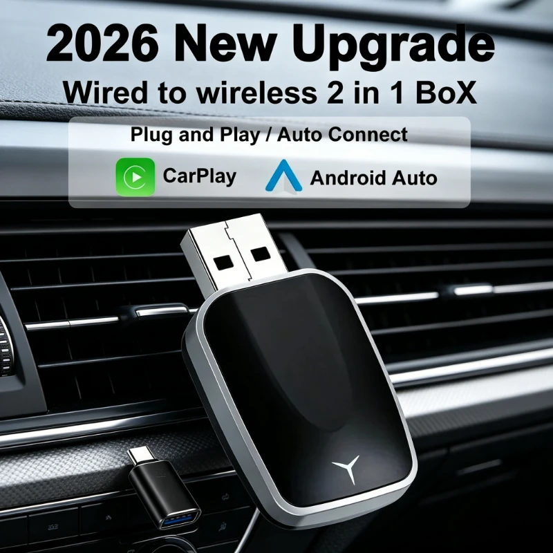 2026 Latest Wireless CarPlay Dongle Bluetooth WiFi Easy Plug Use Supports OTA Upgrades Works with 99 Percent Vehicles