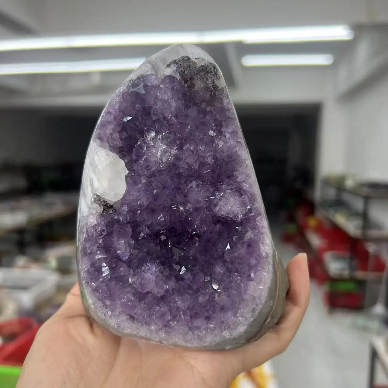 

802g 11cm Natural Uruguay Dream Amethyst Calcite Quartz Crystal