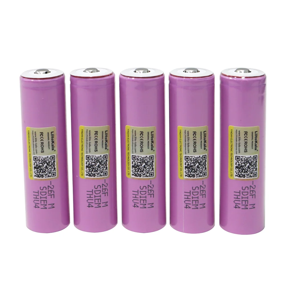 LiitoKala 3,7 V 2600 mAh 18650 bateria ICR18650-26FM akumulatory litowo-jonowe do latarki + spiczasta końcówka (bez płytki drukowanej)