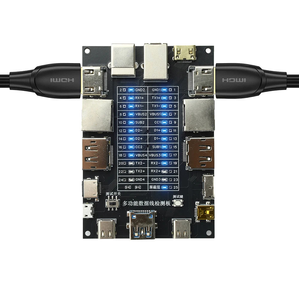 Portable Cable Continuity Sequence Tester Supports HDMI Mini HDMI DP USB Type-C LAN Printer Hard Disk Line CheckerPortable Cable