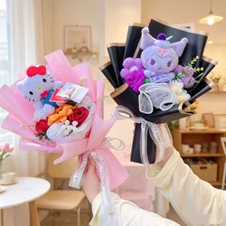 Sanrioed Kawaii Hello Kitty Kuromi Plush Doll Toys colgante, lindo llavero de felpa, bolso colgante, regalos de Navidad, 12cm