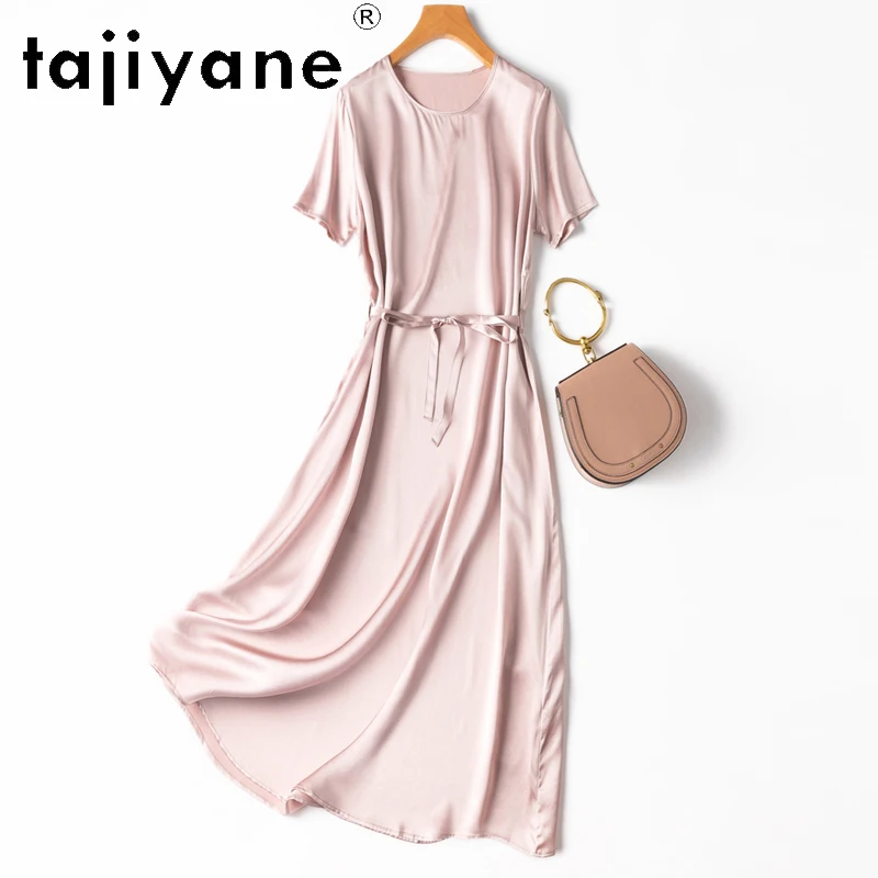 

TAJIYANE 100% Real Mulberry Silk Womens Dress Summer Clothes Elegant Dresses for Women Long Dresses Lace Up Loose Fit Бохо 2024