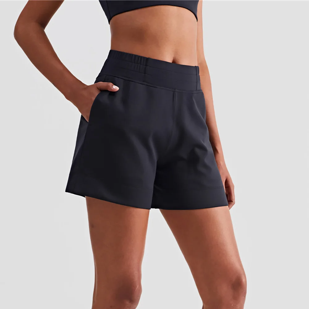 Vnazvnasi Neue Casual Sport Shorts Frauen Hohe Taille Hosen Mit Tasche Mode Ausbildung Gym Fitness Shorts Weiblichen Hosen