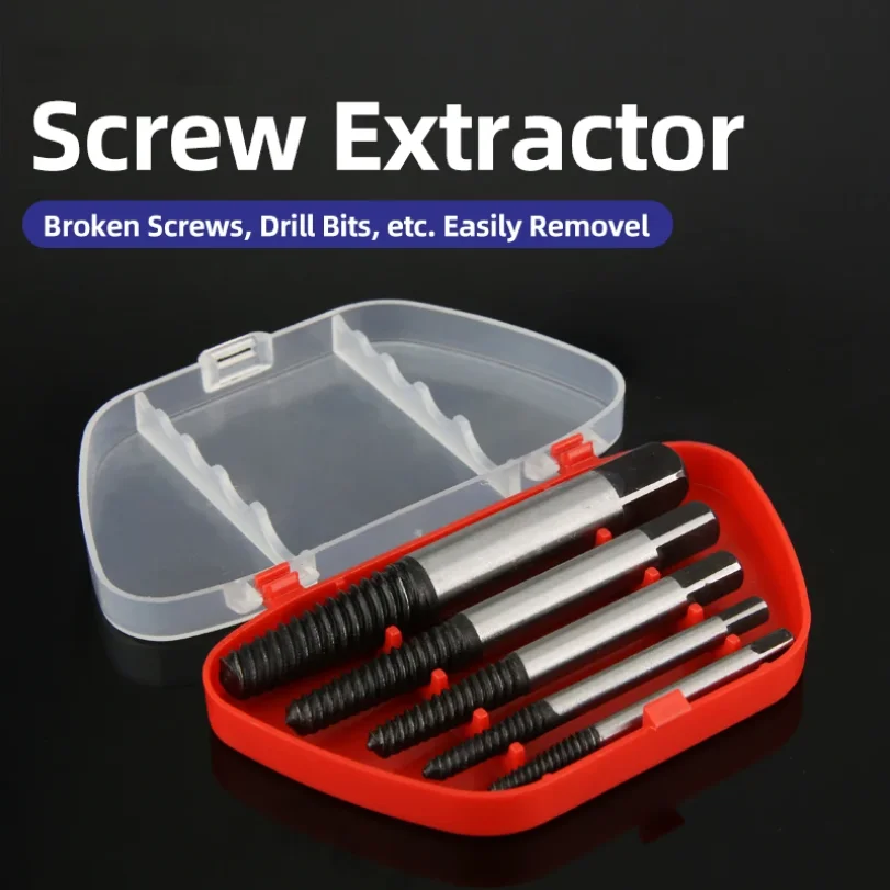 

5Pcs Screw Extractor Center Drill Bits Broken Screw Removal Center Drill Set Carbon Steel Damaged Screw Removal Tools Guide Set