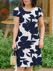 ZANZEA Holiday O Neck Short Sundress Floral Print 2024 Summer Short Sleeve Women Knee-length Dress Fashion Casual Beach Vestidos