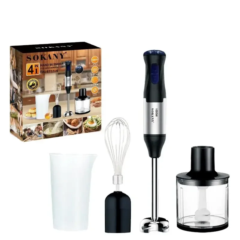 1000W Kitchen Immersion Blender, 4-In-1 Stainless Steel Handheld Blender Stick Mixer Handheld Blender, Smoothie Blender