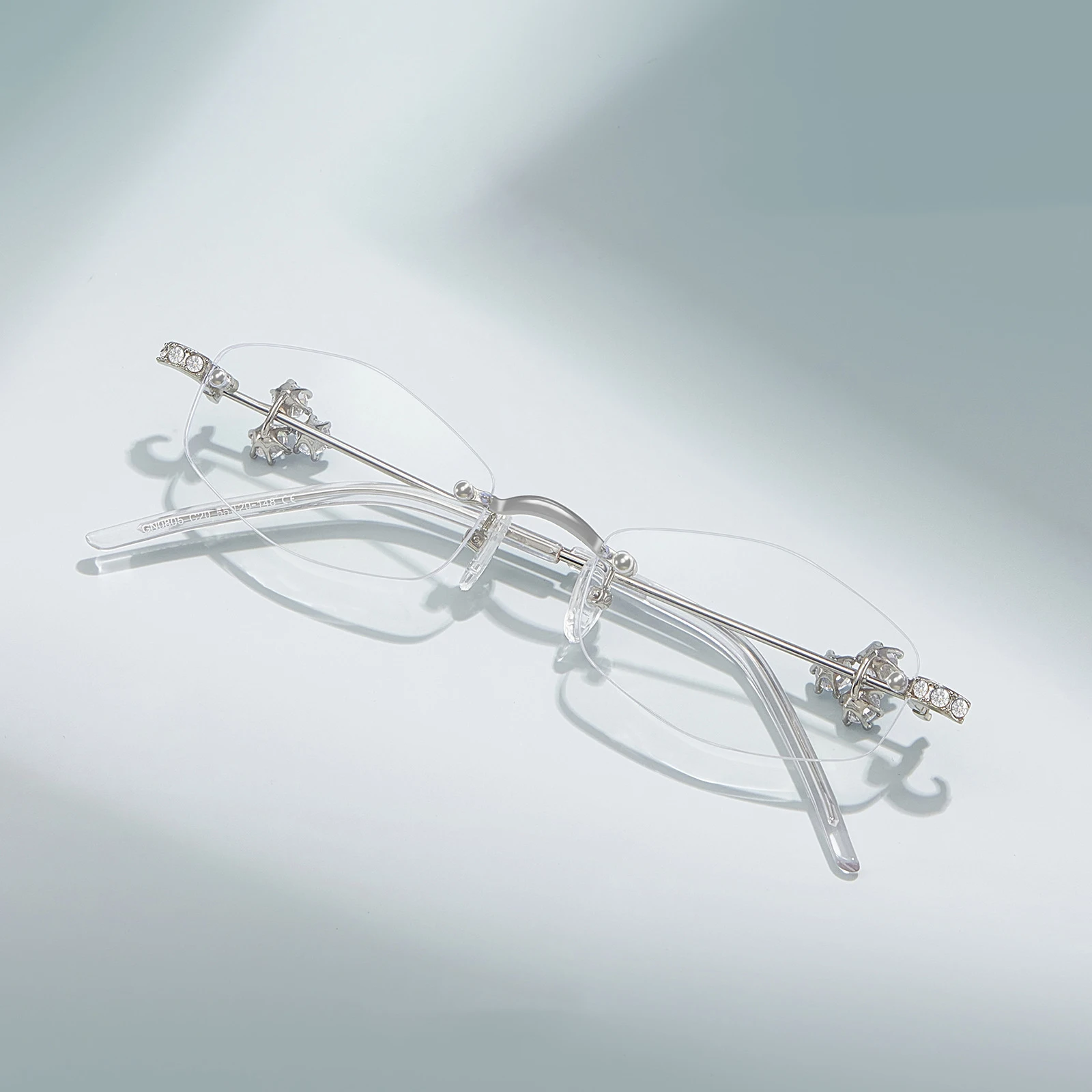 Gemstone Design Women Exquisite Glasses MR1.61 1.67 Lenses Myopia Rimless Frame Prescription Progressive Anti Blue Light Eyewear