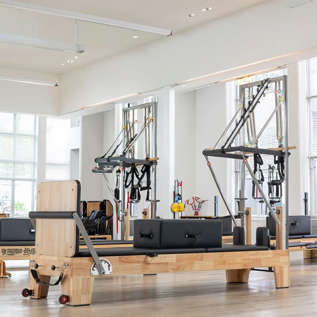 Commercial Durable Pilates Bed, Multifunctional Trainer, Gym Equipment, Pilates Reformer with Half Tower for Core Training