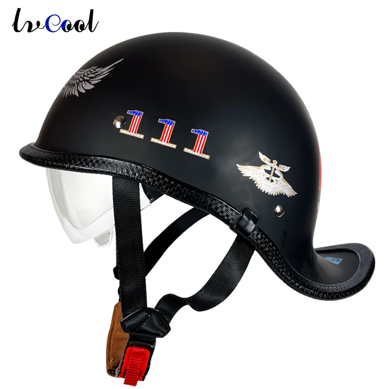 ICE.BEACON Retro Helmet Half Helmet Motorcycle Summer Electric Car Helmet Male Motorcycle Safety Helmet Female Lightweight 3C