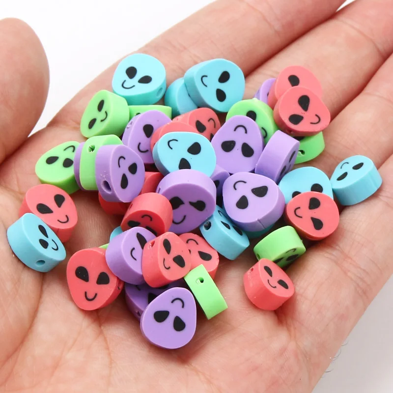 20/50/100pcs Cartoon Alien Polymer Clay Beads Loose Spacer Charms For Kids Jewelry Making Diy Earrings Bracelet Accessories