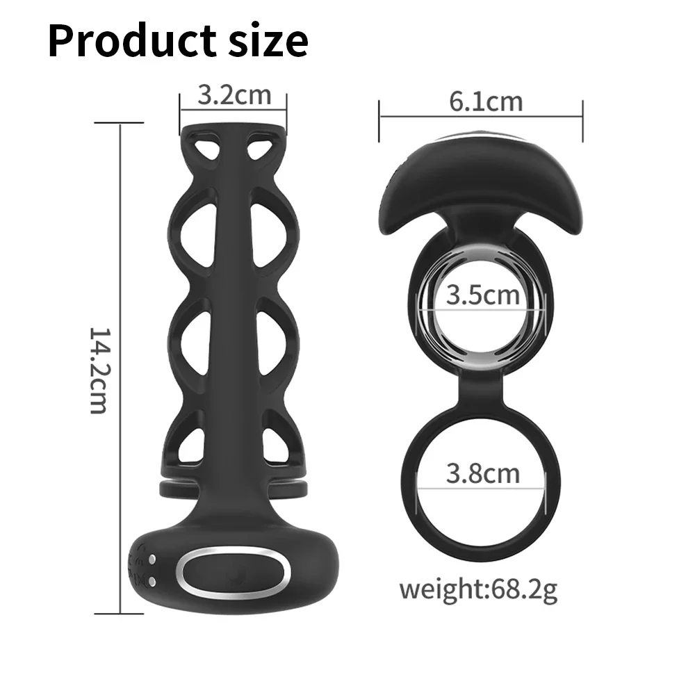 APP التحكم الذكور حلقات القضيب هزاز سيليكون قفص القضيب الخصية الصفن ضبط النفس الجنس لعب للرجال تأخير القذف لعبة الكبار