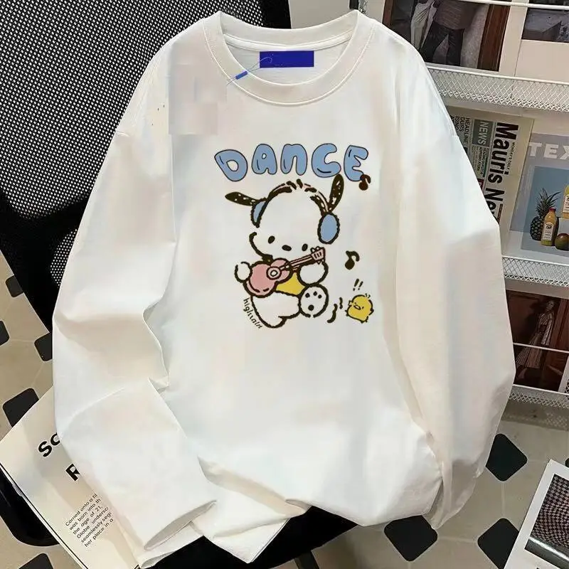 

Милая футболка с длинными рукавами и рисунком «Hello Kitty», свободная повседневная удобная универсальная рубашка с простым милым креативным принтом