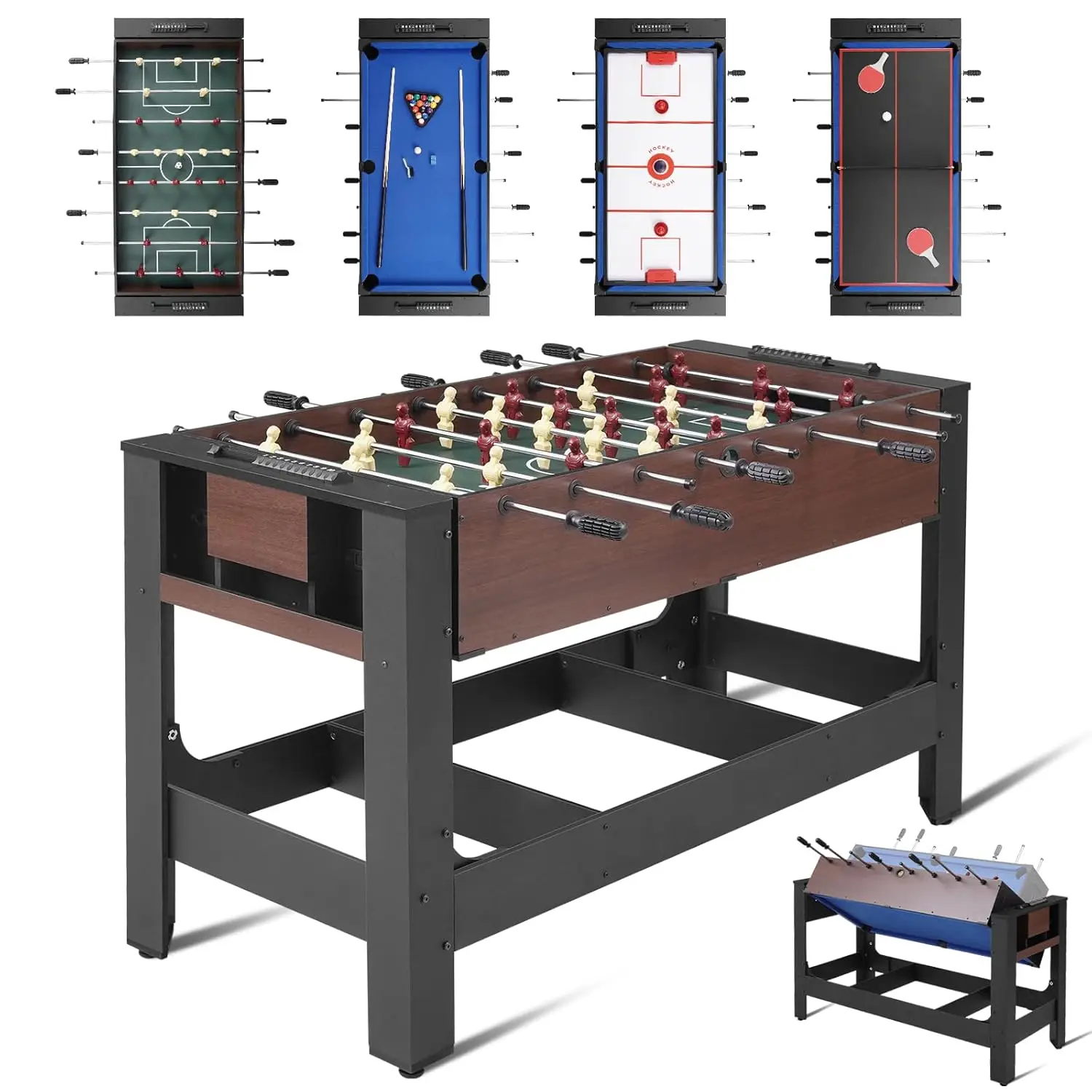 

54" 4-in-1 Swivel Multi Game Table - Combo Game Table Set for Youth, Adults - Indoor and Outdoor Arcade Sports, Customized