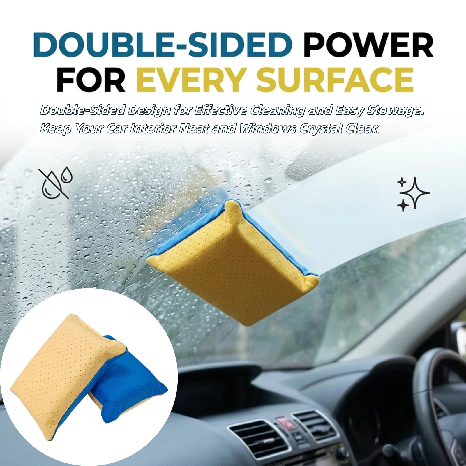 Pack of Large, Super Absorbent, Anti-Fog Sponges, Suitable for Cars, Rearview Mirrors, and Glass – universal Car Cleaning Tool