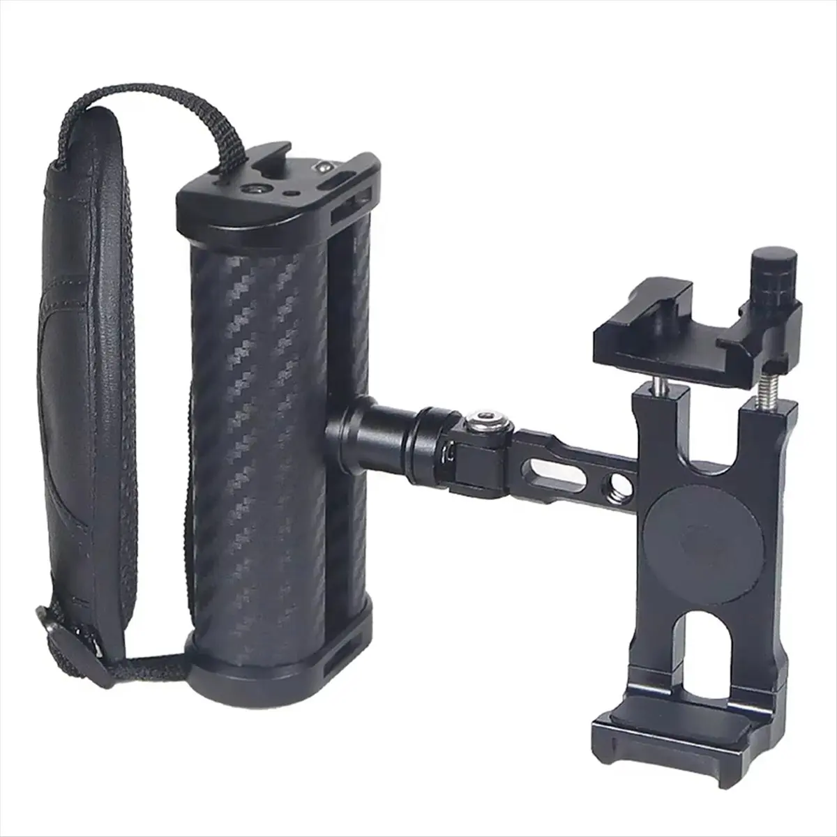 [T28C] Mobile Phone Handheld Stand Phone Holder Bracket Rotatable Foldable Handgrip Aluminum for Selfie Vlog Video Movie Live