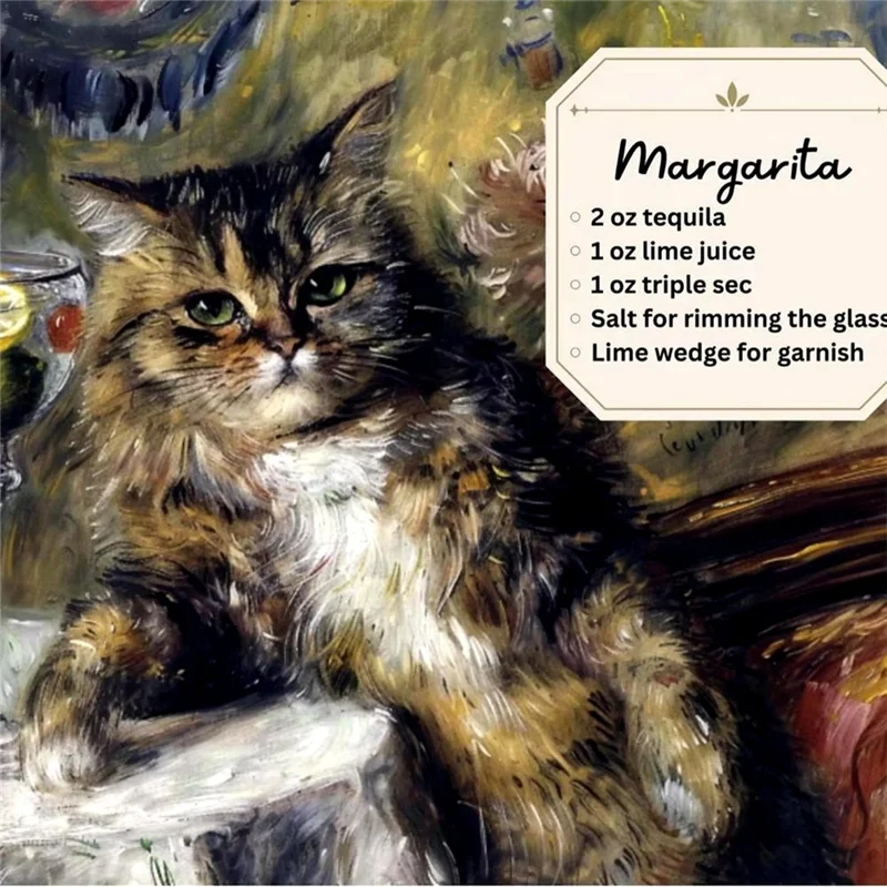 Top-Decorative Wall Calendar 2025 Cat Cocktails Pattern Desk Calendar Decorative Animal Calendar For Table Ornament