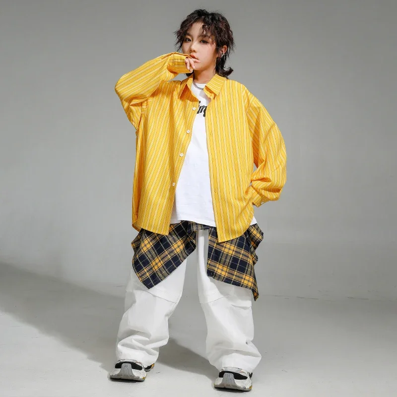Ragazzi K-pop Abbigliamento Denim Pantaloni cargo Ragazze Hip Hop Streetwear Bambini Set di vestiti jazz Bambini Street Dance Cool Costume di scena