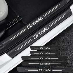 Auto Carbon Fiber Decals Stickers Car Door Threshold Scuff For Skoda Octavia 2 3 MK2 MK3 A4 A5 A7 VRS Accessories