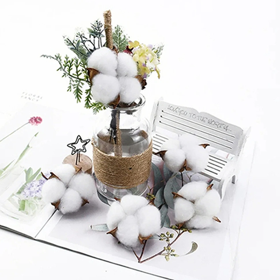 

5Pcs 5CM Artificial Flowers Cotton Balls Christmas Plants Wreaths Wedding Holding Home Decor Winter Hairpin Clip Diy Accessories