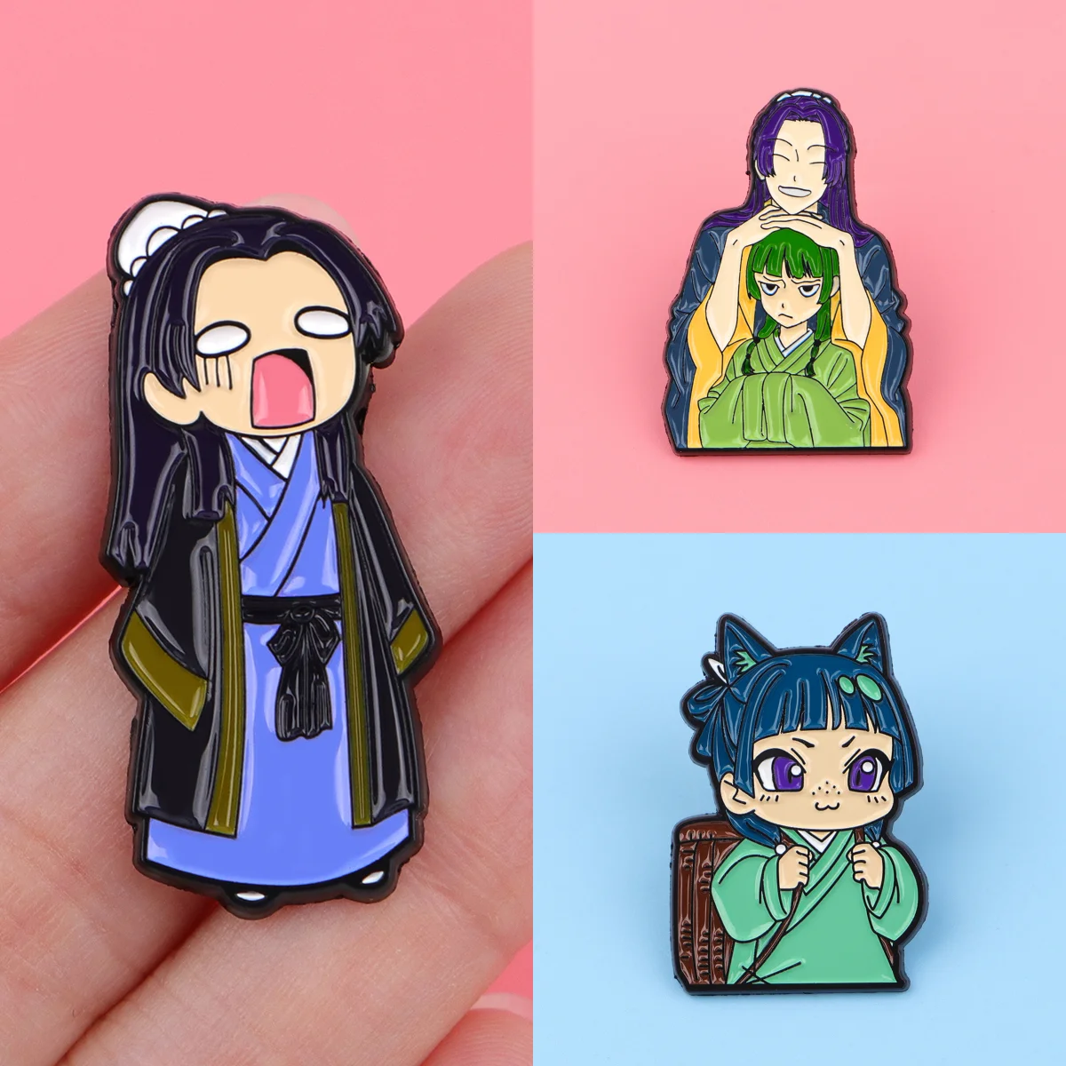 10pcs Japanse Anime Maomao Emaille Pin Hot Badge Op Rugzak Reversspeldjes Manga Broches voor Jassen Cosplay Accessoires Gift speelgoed