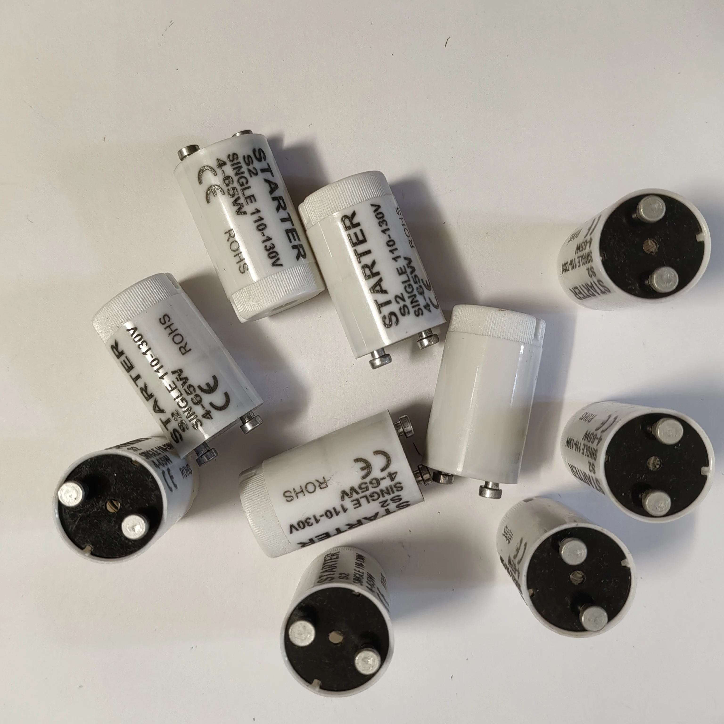10pcs S2 Fuse Starter for AC110V-130V 4-65W Fluorescent Tube Explosion-proof Inductor Bracket Fuse Starters CE ROHS