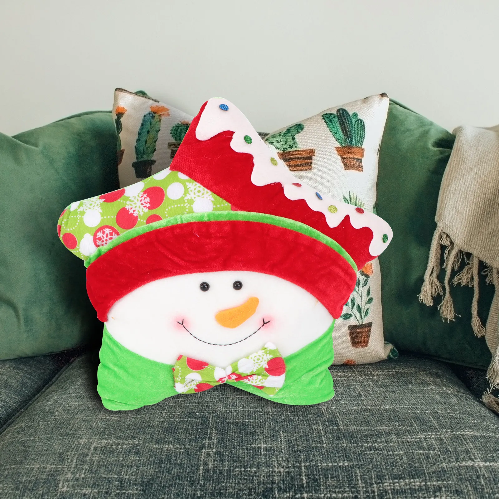 

Подушка-снеговик (1 шт.), праздничная рождественская декоративная подушка с ярким мультяшным дизайном для гостиной, спальни, офиса, домашнего декора