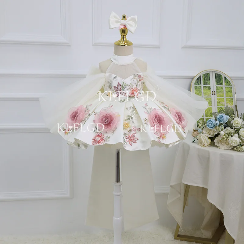 

Gorgeous and elegant girl princess dress flower girl beauty pageant dress girl prom tail dress suitable for 2.4.6.8 years old gi