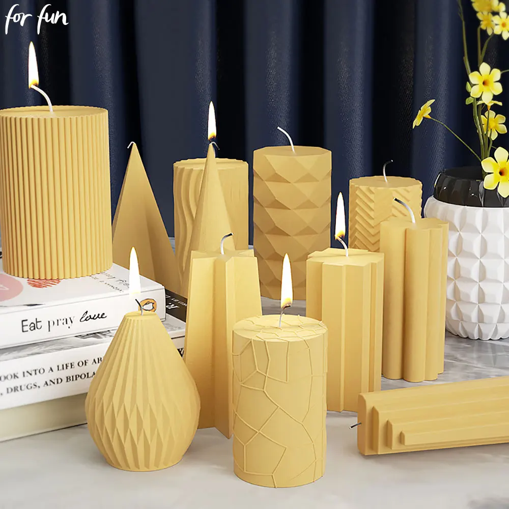 For fun Multiple Shapes Cylinder Silicone Mold DIY Epoxy Resin Candle Mold Aromatherapy Wax Mold Clay Plaster Craft Home Decor