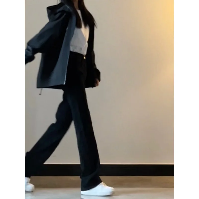 

Прямые джинсовые джинсы с высокой талией, женские весенне-осенние узкие брюки, широкие брюки небольшого размера e Tube