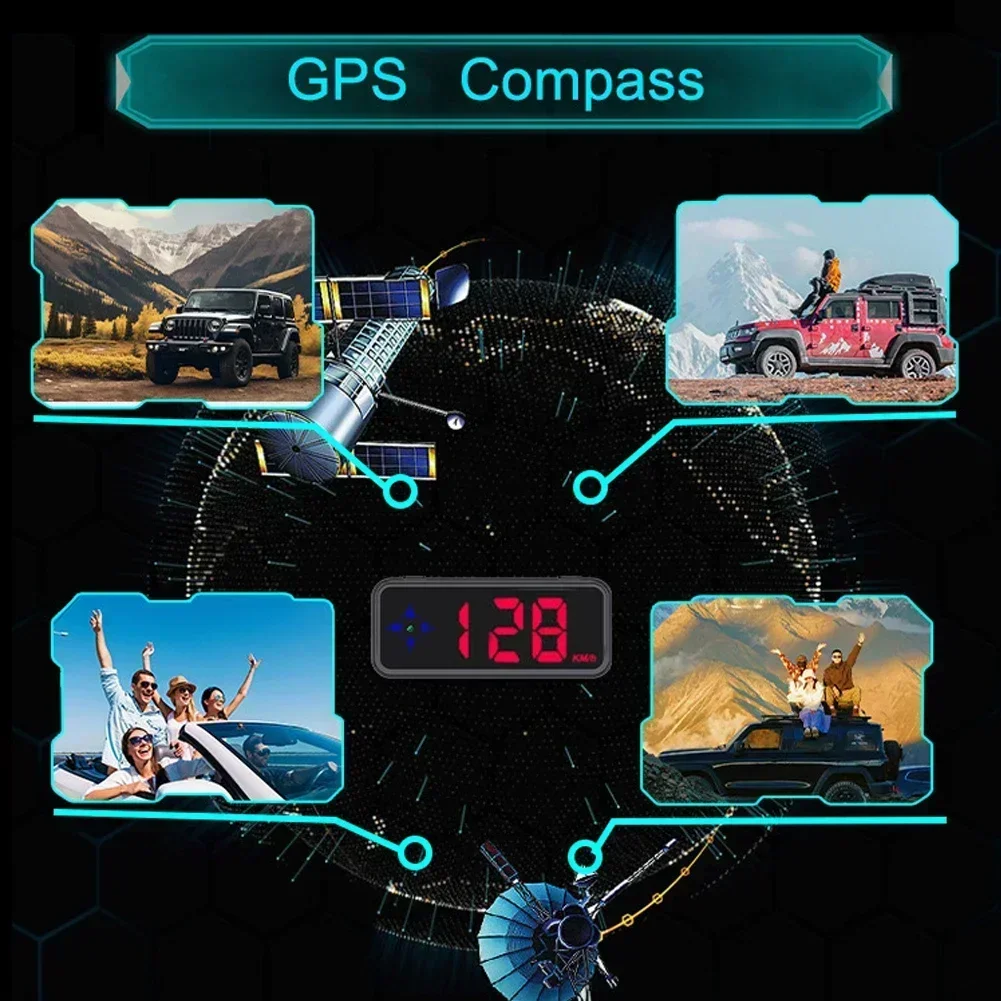 Digital Speedometer Car HUD Universal GPS Compass Speed Measurement Indicator Head Up Display Truck Vehicles USB Power Supply