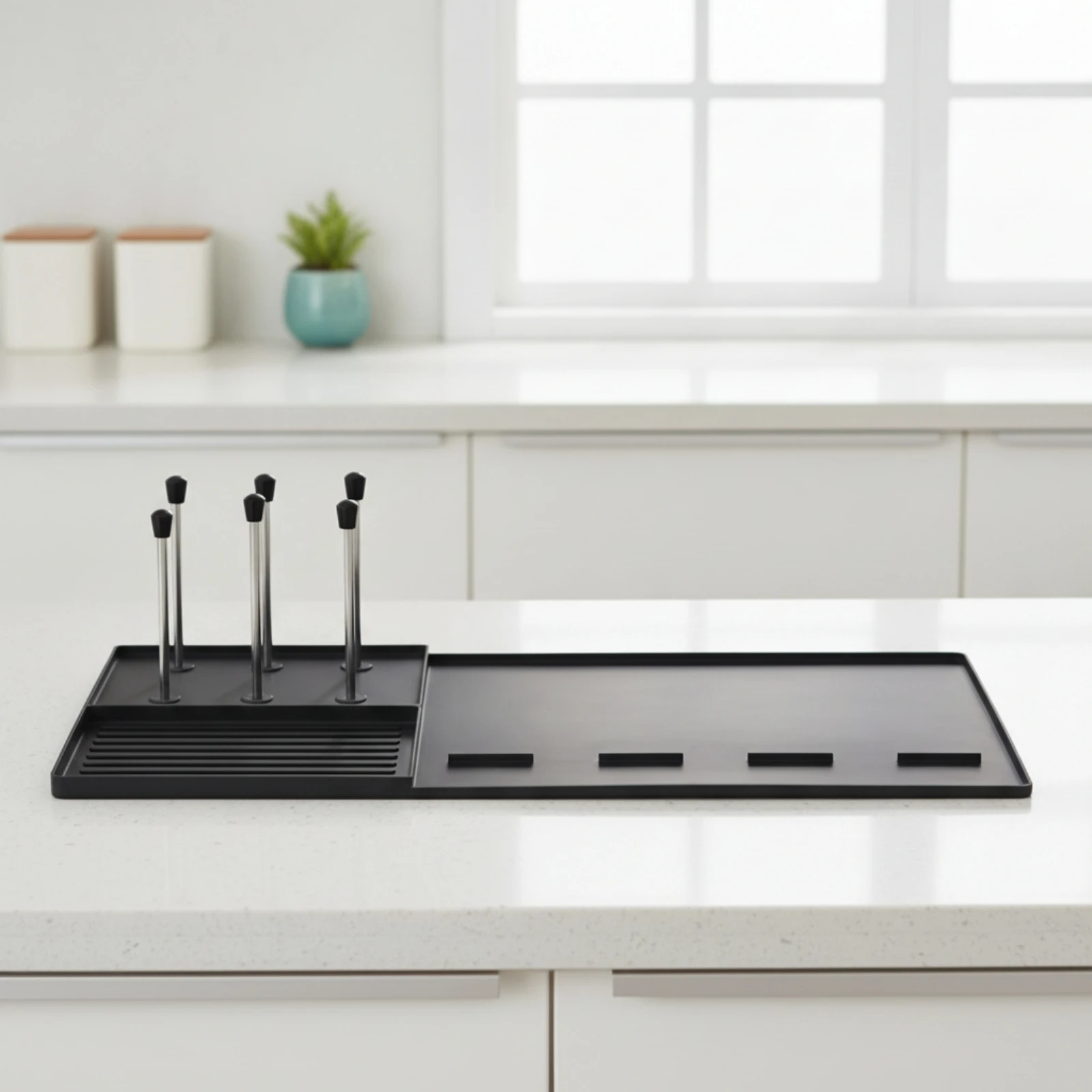 Silicone Mini Fridge Mat Easy to Clean spillCatching Tray with Cup Holders Silicone Mat with Raised Edges Heavy Duty