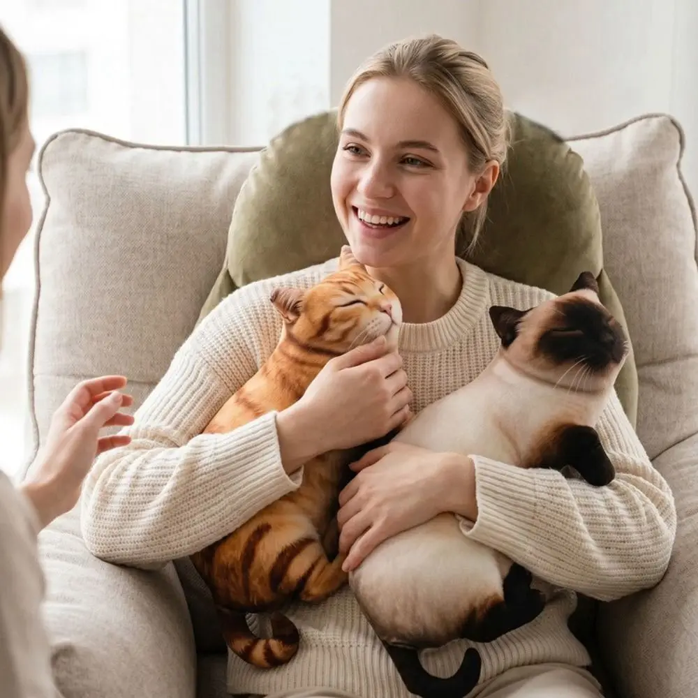 Material Animal Body Pillow 40cm Size PP Cotton Filled Poultry Throw Pillows Cat Pattern Soft Texture Animal Cushion For Women