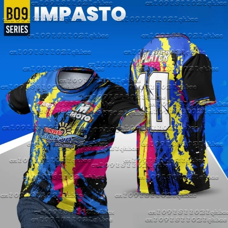 

New 3d Sunset Pattern Motorcycle Riding Short Sleeved Cycling Round Neck T-Shirt Quick Drying Breathable Large Size
