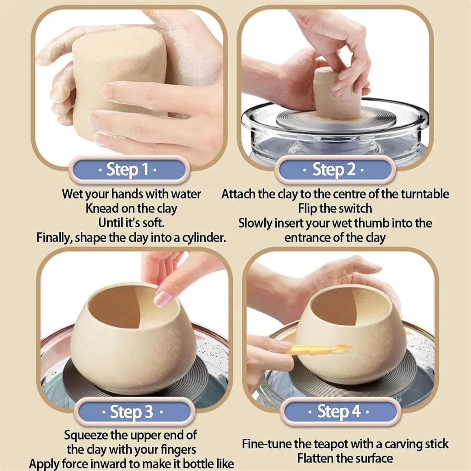 ไฟฟ้ามินิเครื่องปั้นดินเผาล้อของเล่นเครื่อง DIY เครื่องปั้นดินเผาเครื่องทําและสีศิลปะหัตถกรรมเครื่องปั้นดินเผาชุดล้อสําหรับเด็ก