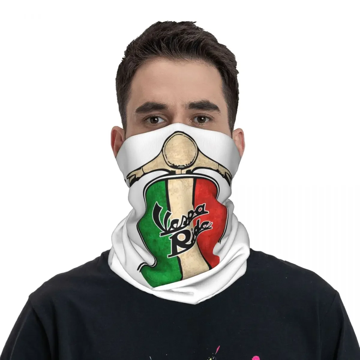 Vespa Logo Bandana Neck Cover Printed Wrap Scarf Multi-use Balaclava Hiking Fishing For Men Women Adult Winter