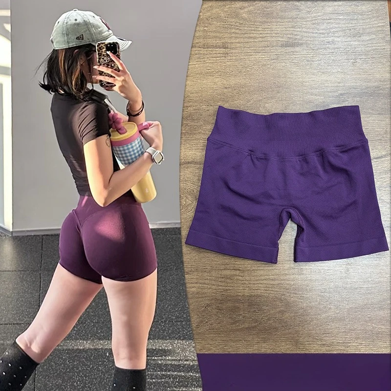 Women's Low-Rise Yoga Pants Three-quarter Length Shorts Tummy Control Workout Leggings Gym Fitness Running Seamless Tights