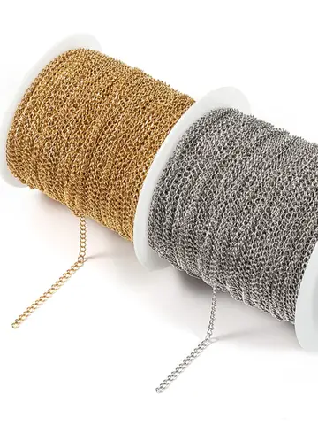 2 Meter Stainless Steel Extension Chain 2/3/4mm Gold Necklace Bracelet DIY Body Chain Accessories