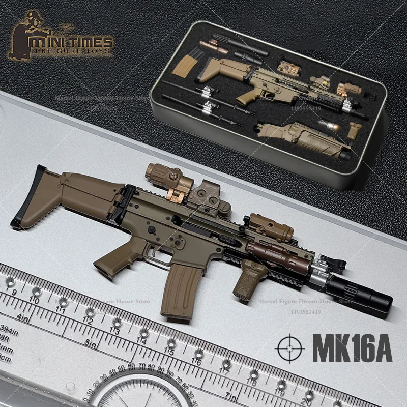 Mini tempos brinquedos mk16a/b mk17a/b mp7 1/6 escala fãs militares acessórios arma rifle de assalto para figura de ação de 12 polegadas soldado